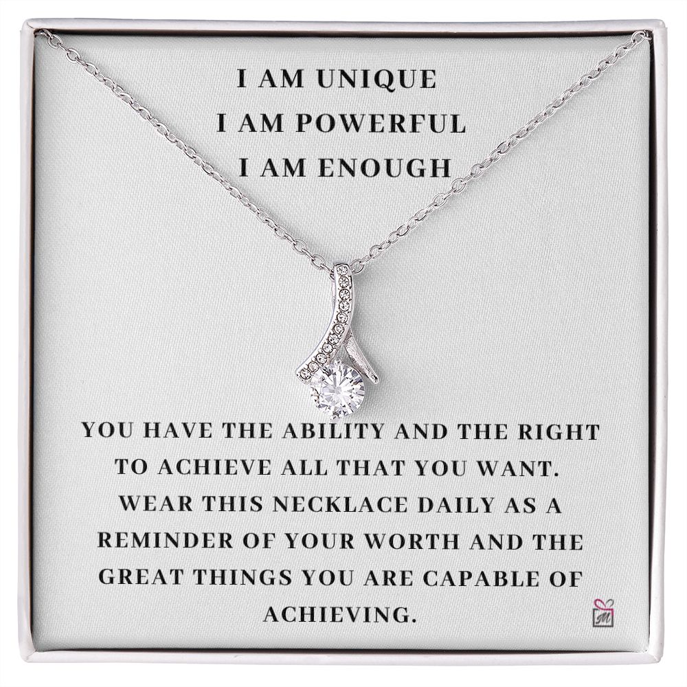 I AM Enough - Motivational Alluring Beauty necklace - White Gold