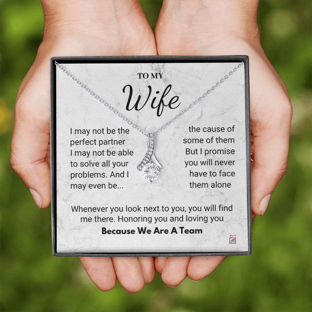To Wife - We Are A Team - Marble Alluring Beauty necklace