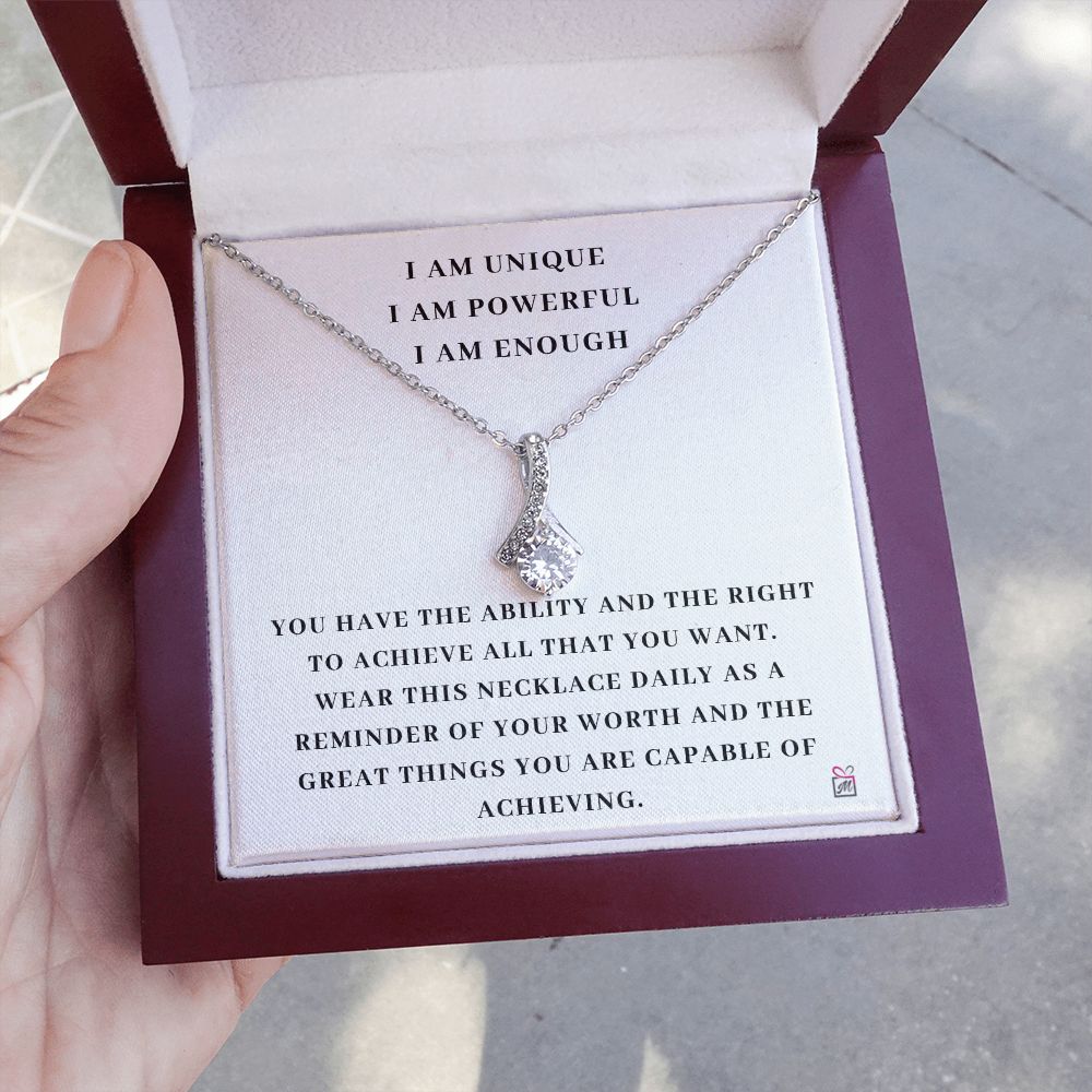 I AM Enough - Motivational Alluring Beauty necklace - White Gold