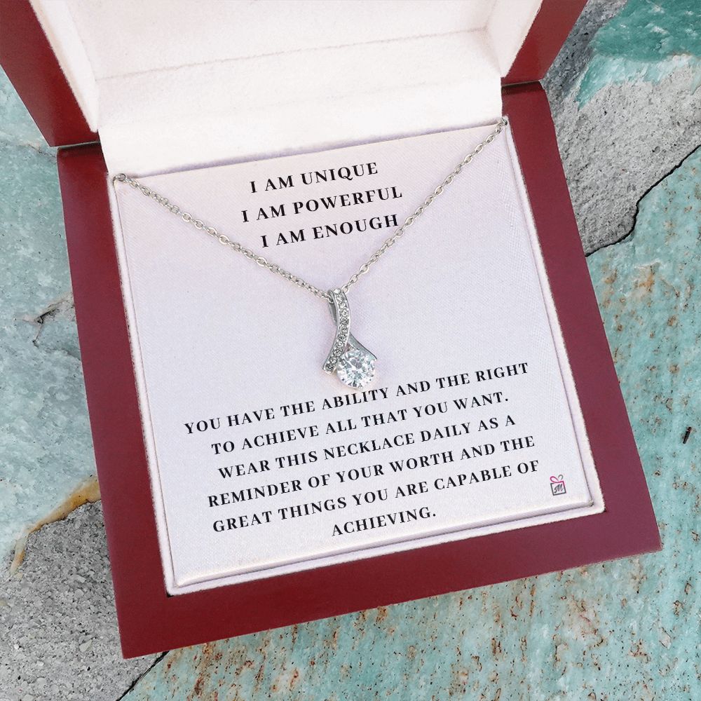 I AM Enough - Motivational Alluring Beauty necklace - White Gold