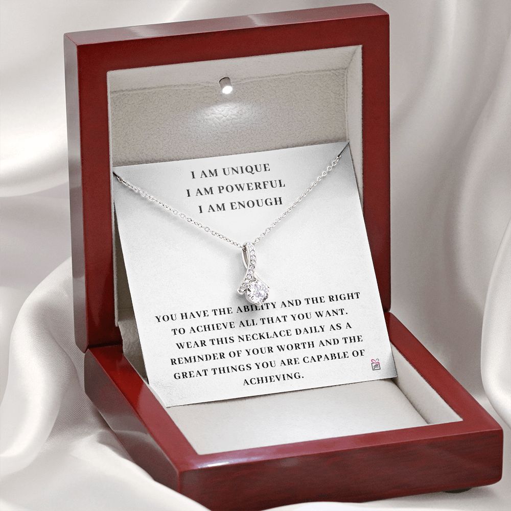 I AM Enough - Motivational Alluring Beauty necklace - White Gold