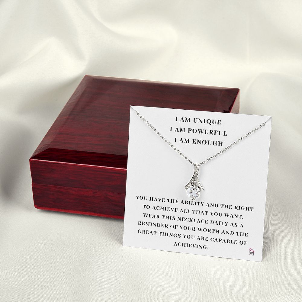 I AM Enough - Motivational Alluring Beauty necklace - White Gold