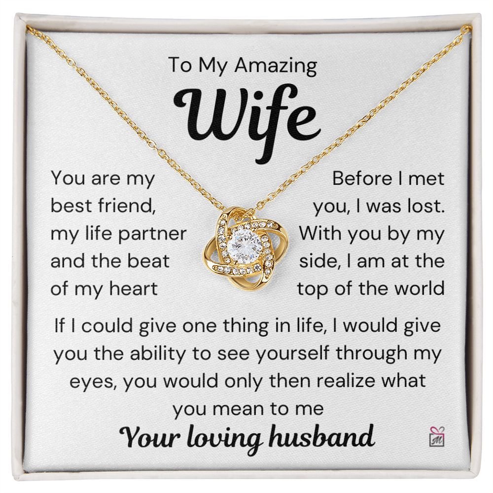 To Wife - I Was Lost Before You - Love Knot Necklace