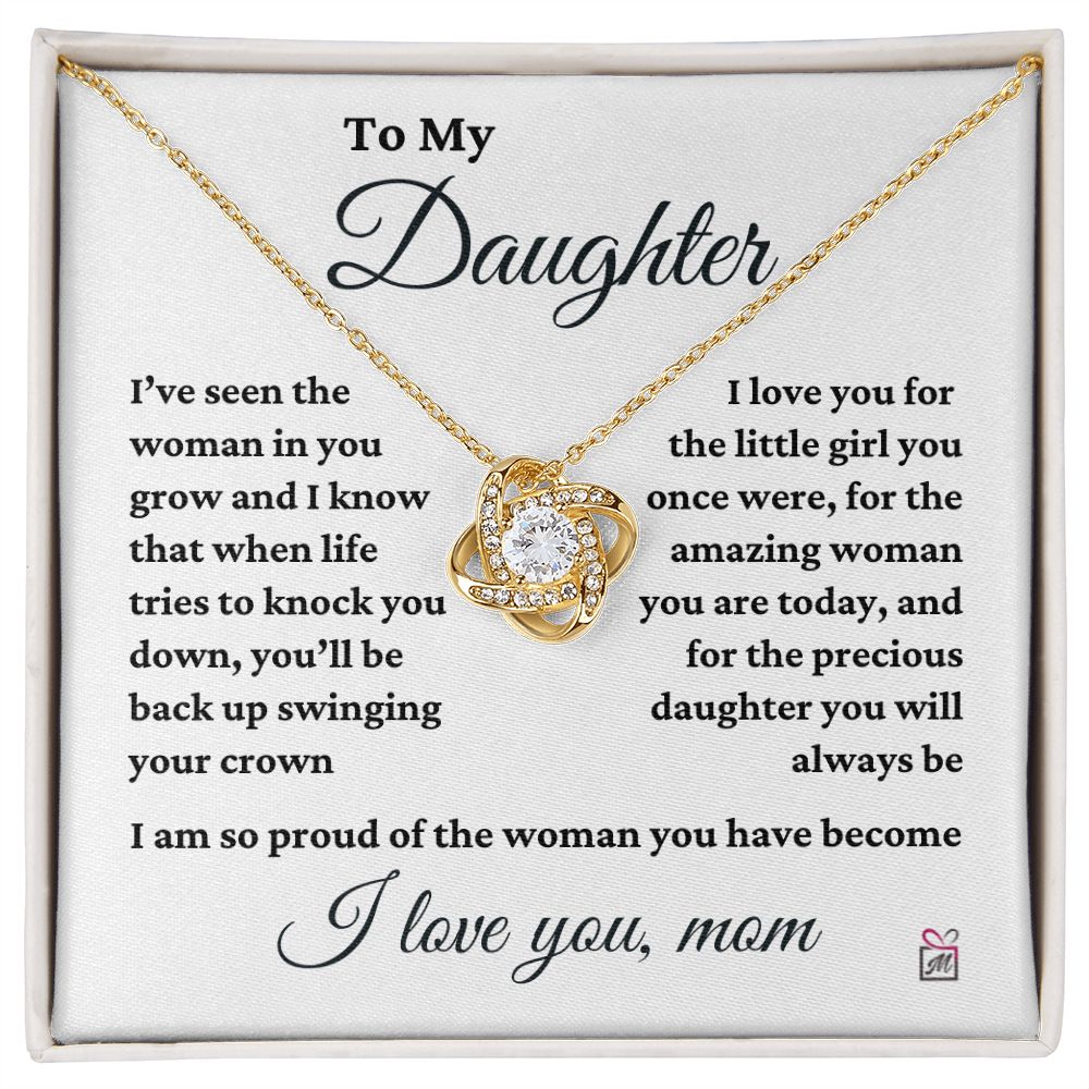 To Daughter, from Mom - I Am So Proud - Love Knot Necklace