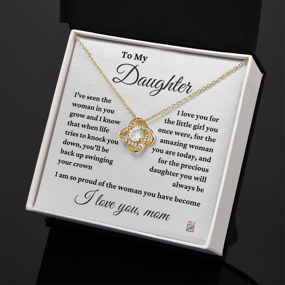 To Daughter, from Mom - I Am So Proud - Love Knot Necklace