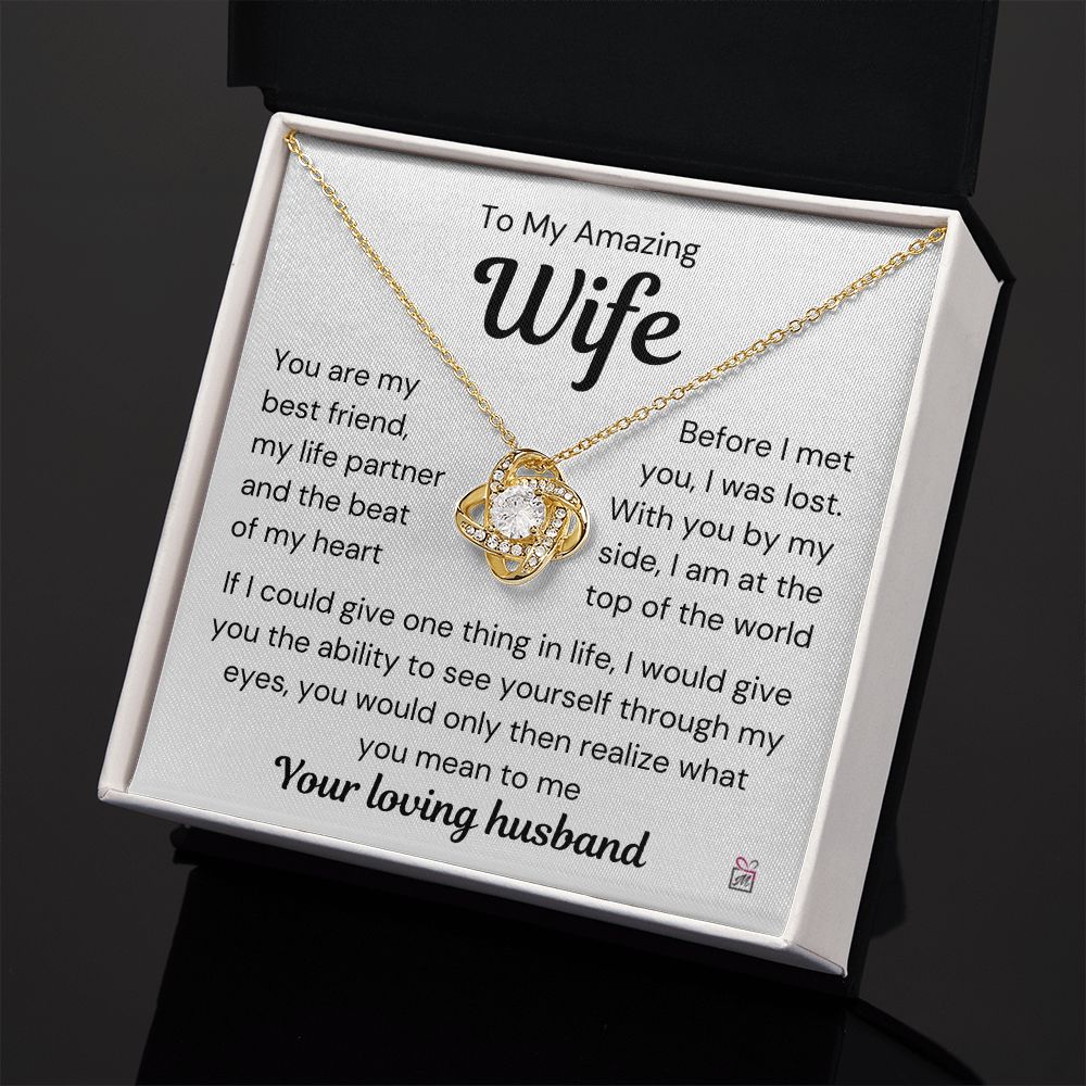 To Wife - I Was Lost Before You - Love Knot Necklace