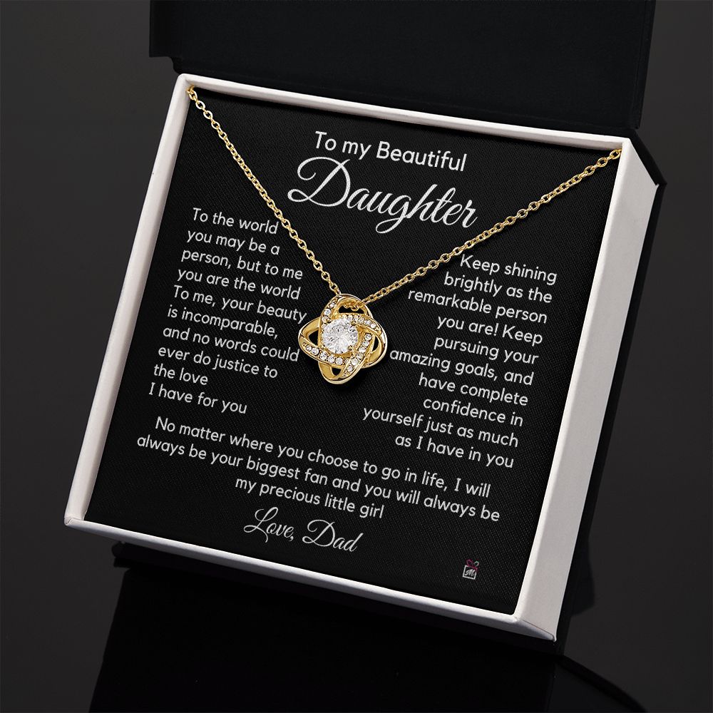 To Daughter, from Dad - To Me You Are The World - Love Knot Necklace PM062