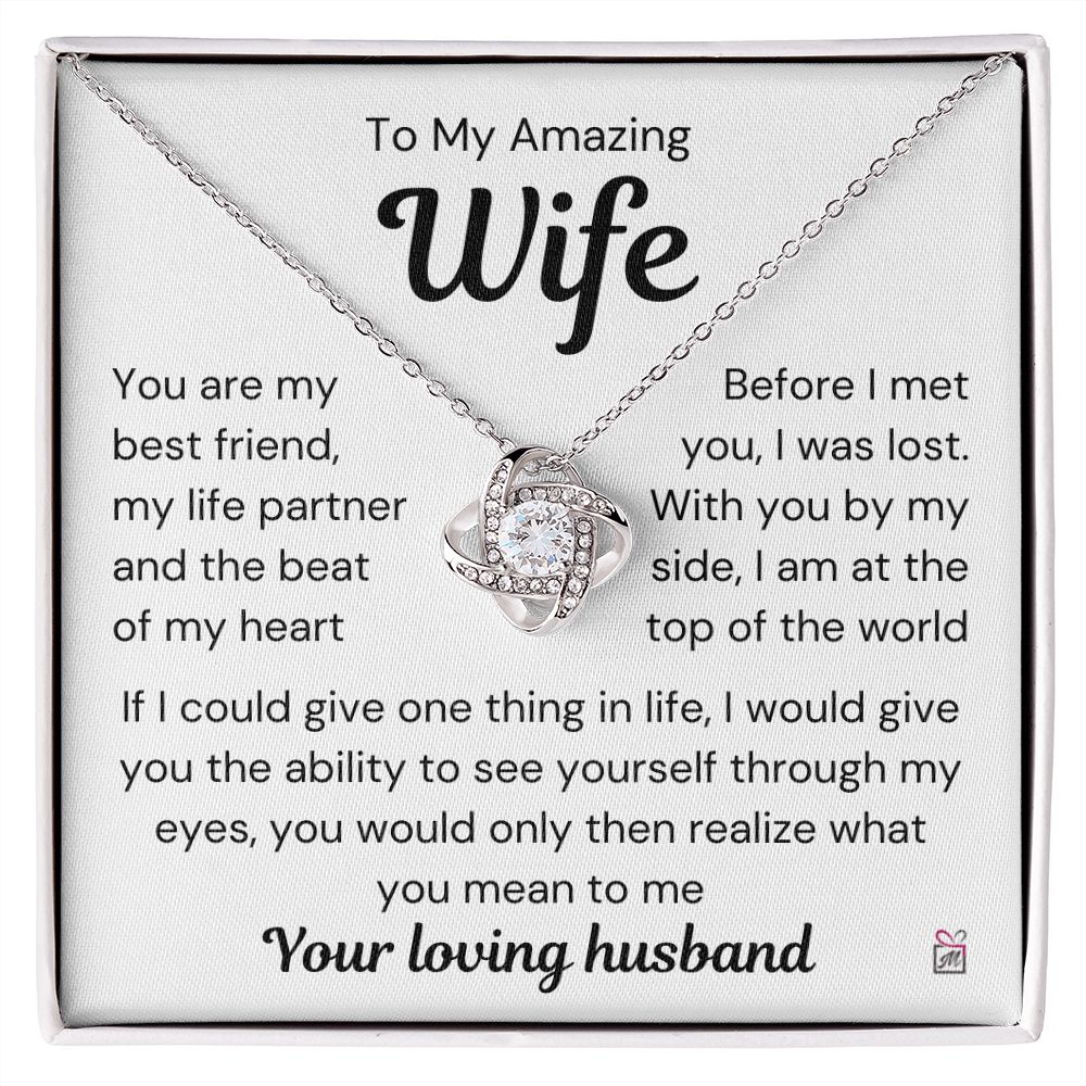To Wife - I Was Lost Before You - Love Knot Necklace