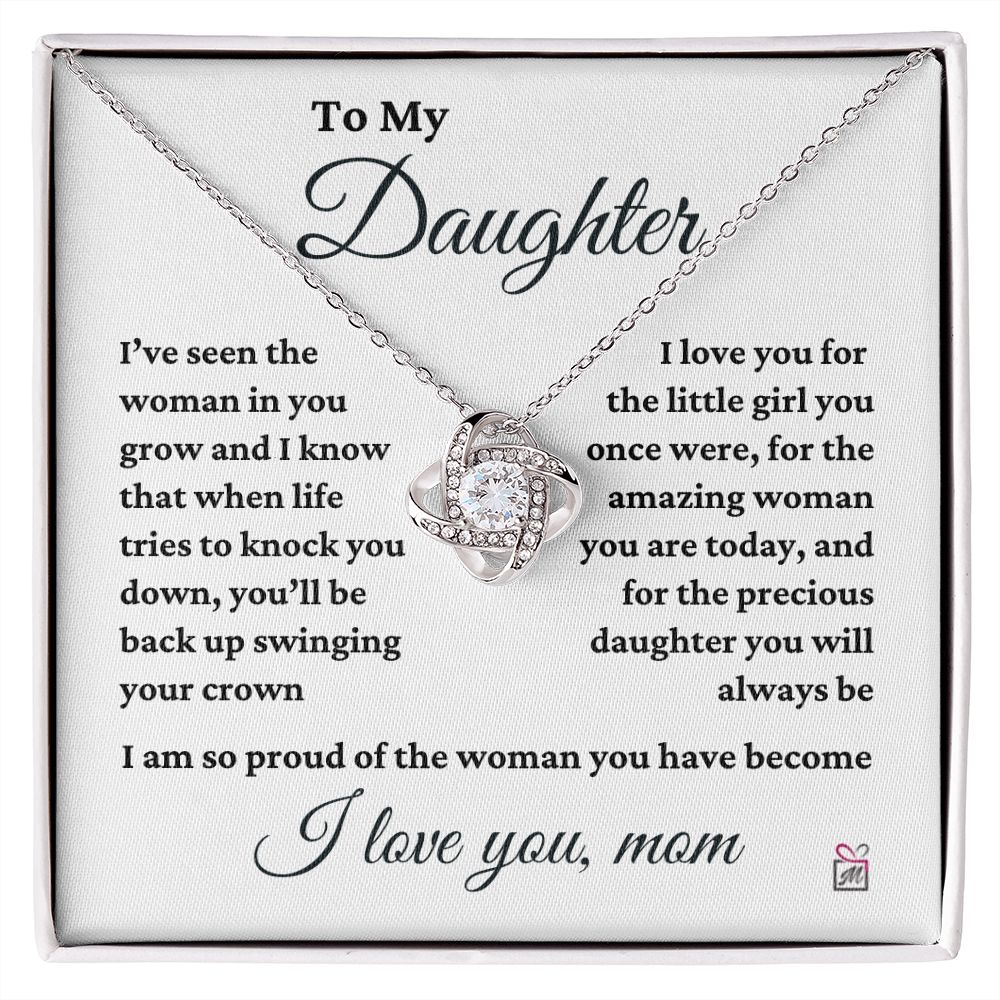 To Daughter, from Mom - I Am So Proud - Love Knot Necklace