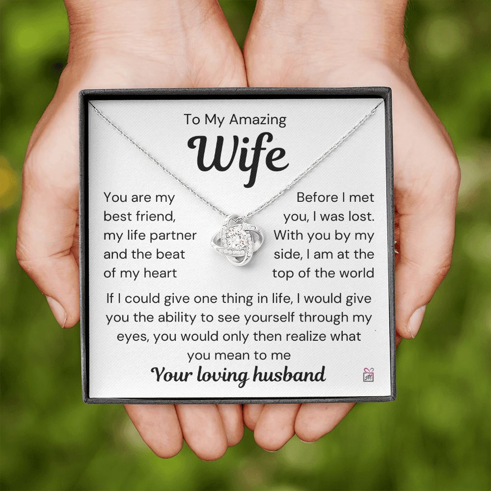 To Wife - I Was Lost Before You - Love Knot Necklace