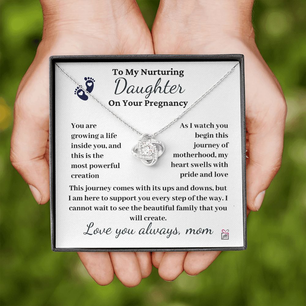 To Pregnant Daughter, from Mom - The Most Powerful Creation - Love Knot Necklace