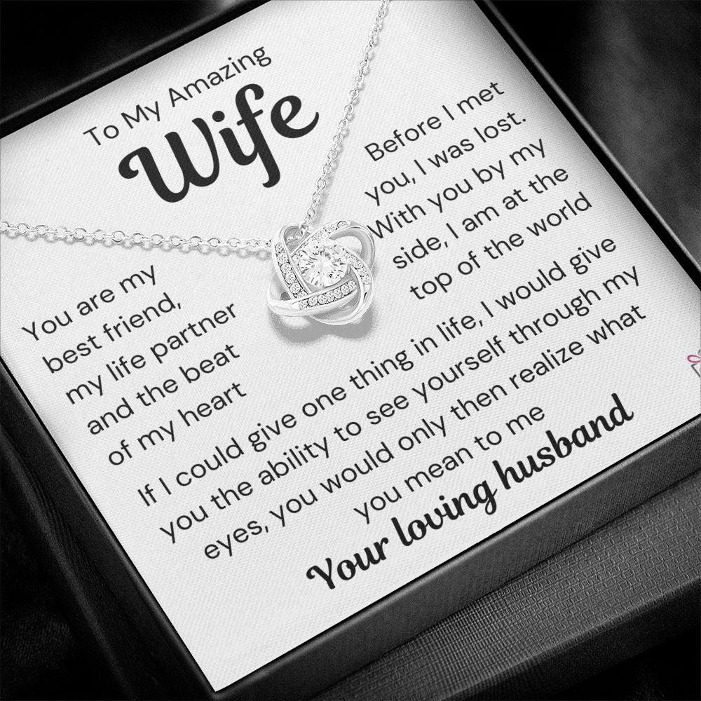 To Wife - I Was Lost Before You - Love Knot Necklace