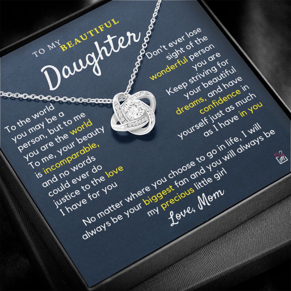To Daughter, from Mom - To Me You Are The World - Love Knot Necklace