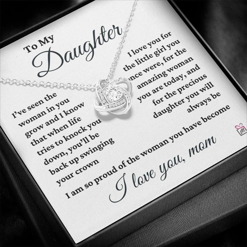 To Daughter, from Mom - I Am So Proud - Love Knot Necklace