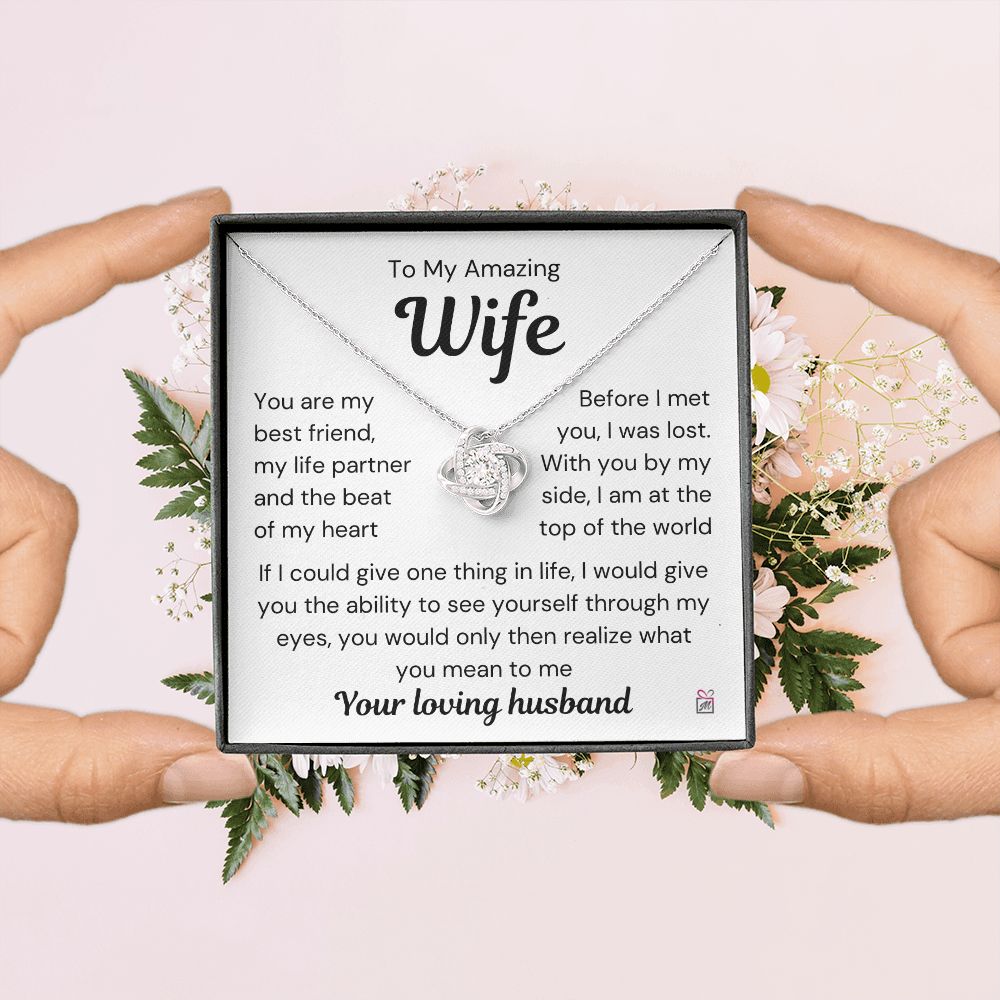 To Wife - I Was Lost Before You - Love Knot Necklace