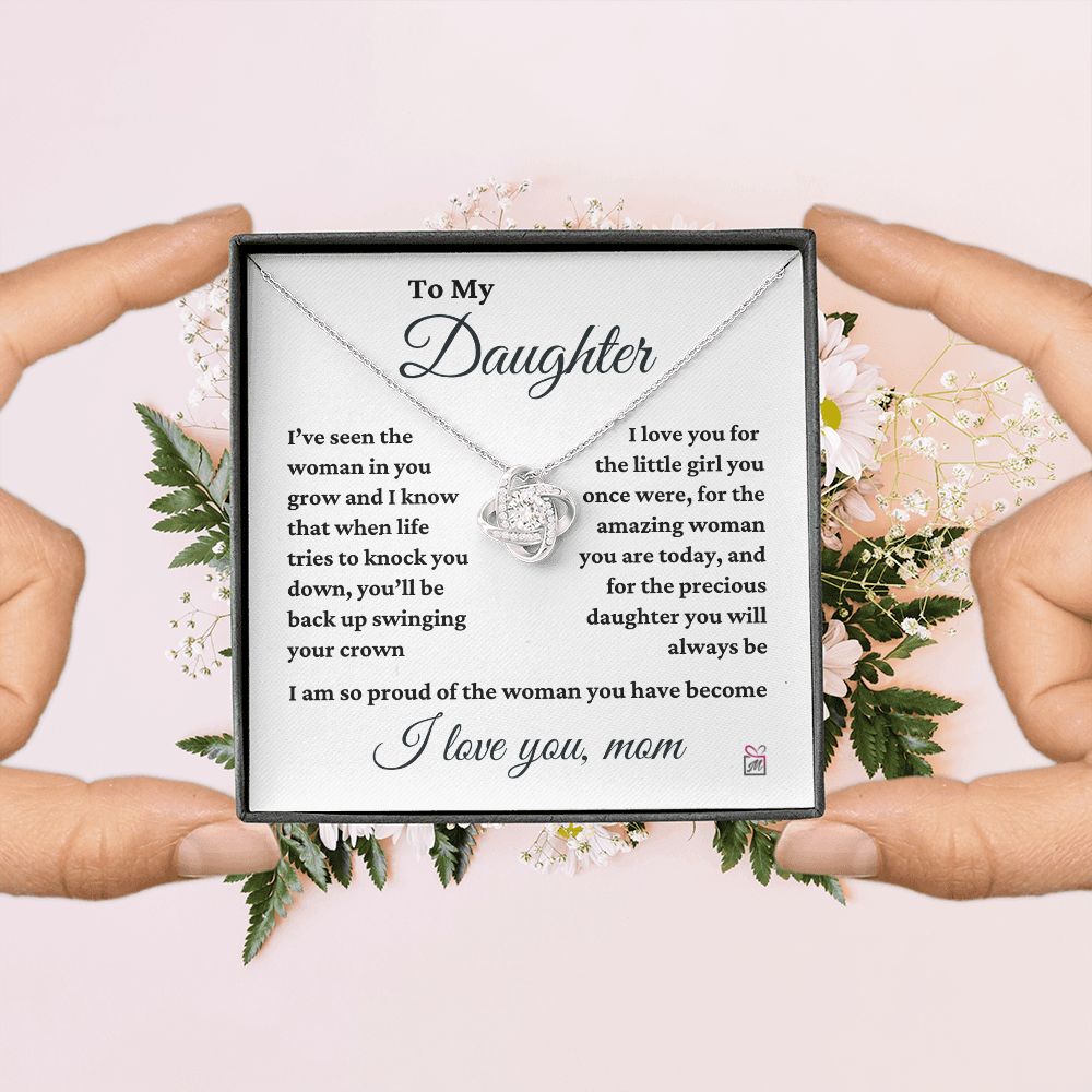 To Daughter, from Mom - I Am So Proud - Love Knot Necklace