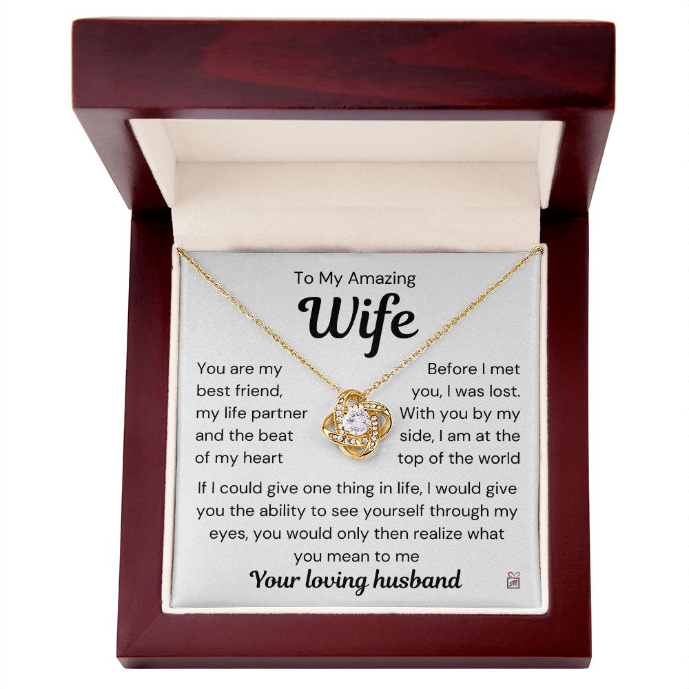 To Wife - I Was Lost Before You - Love Knot Necklace