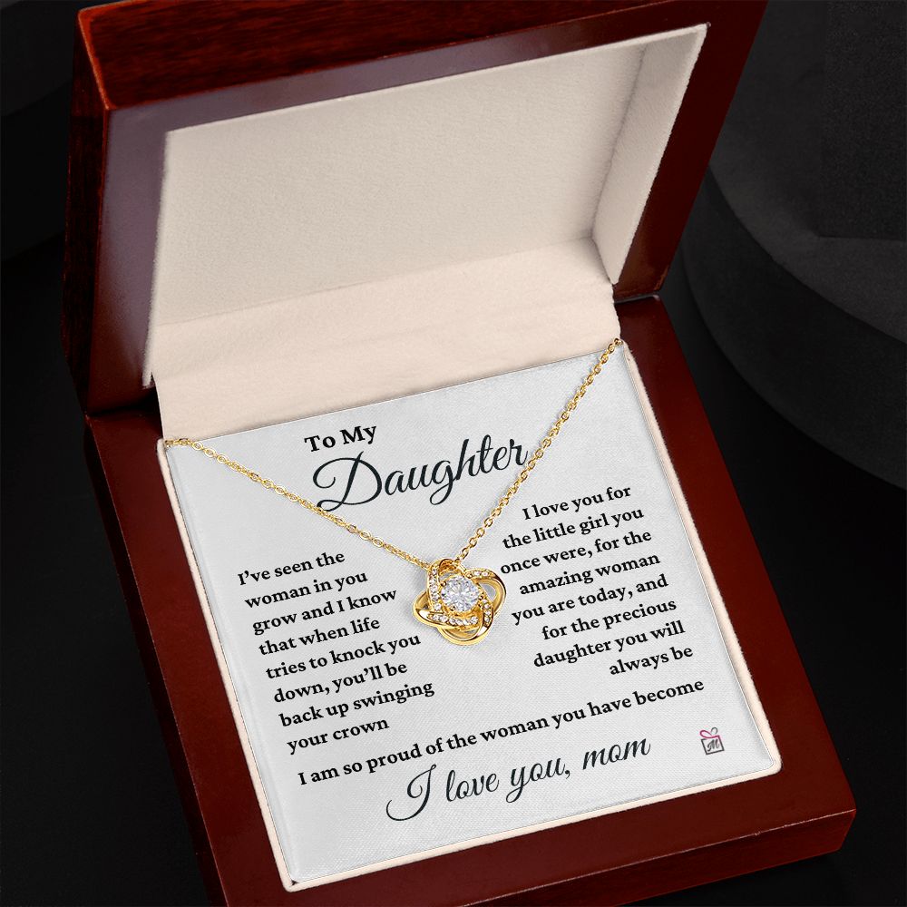 To Daughter, from Mom - I Am So Proud - Love Knot Necklace
