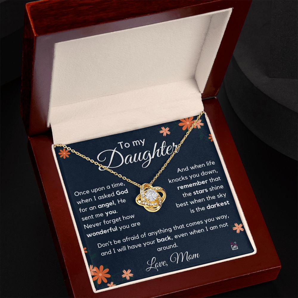 To Daughter, from Mom - I Asked For An Angel- Love Knot Necklace