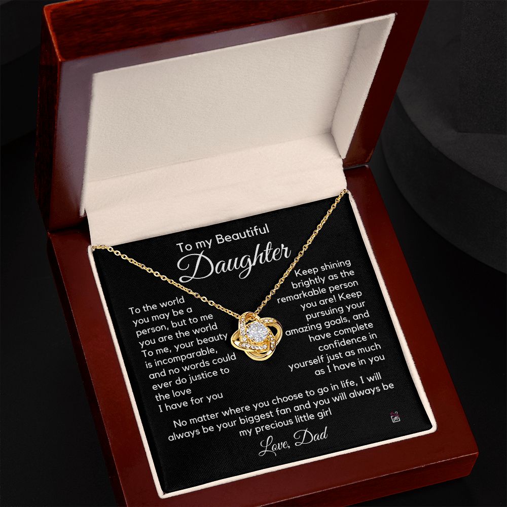 To Daughter, from Dad - To Me You Are The World - Love Knot Necklace PM062