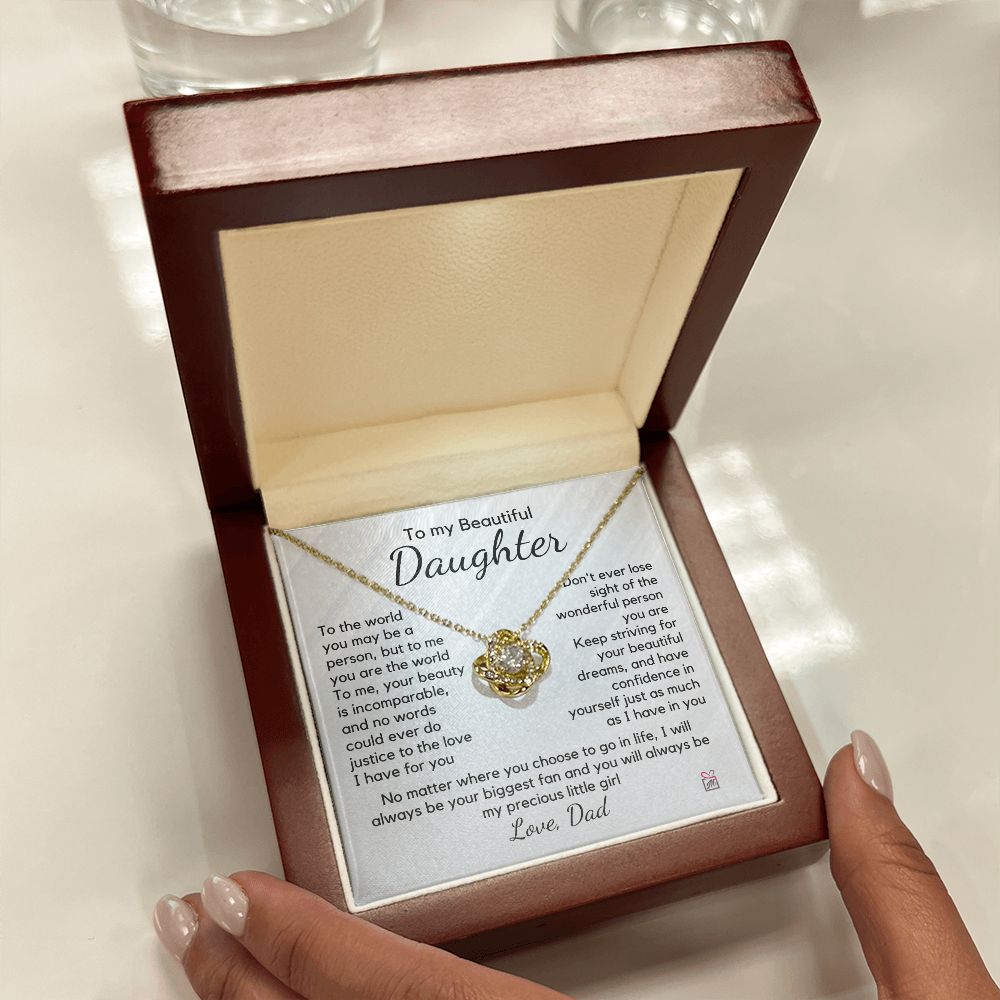 To Daughter, from Dad - To Me You Are The World - Love Knot Necklace