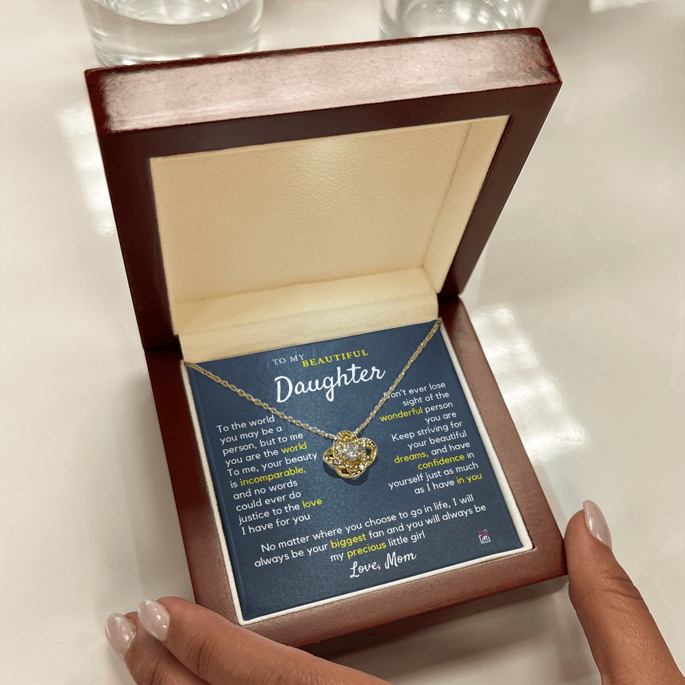 To Daughter, from Mom - To Me You Are The World - Love Knot Necklace