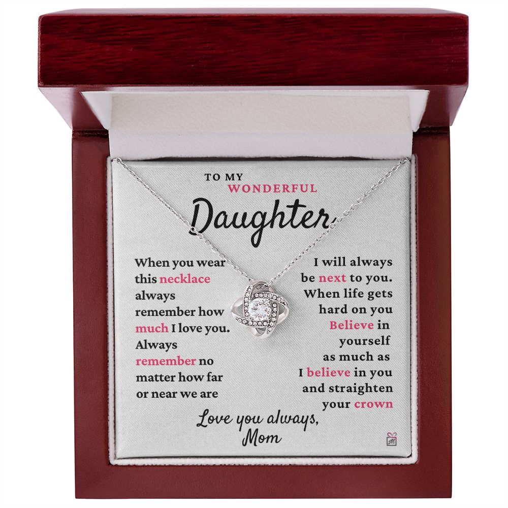 To Daughter, from Mom - Always Next To You - Love Knot Necklace