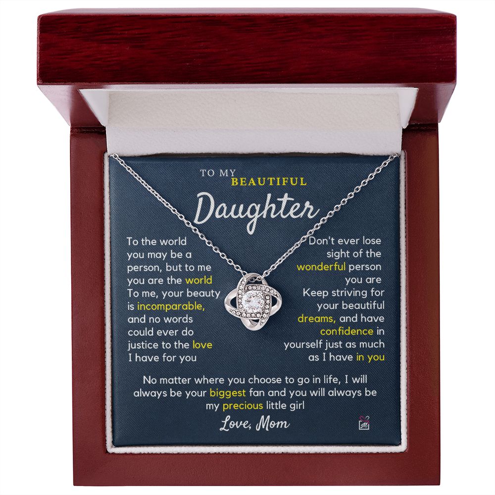 To Daughter, from Mom - To Me You Are The World - Love Knot Necklace