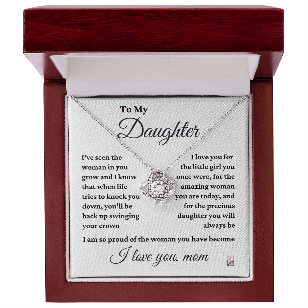 To Daughter, from Mom - I Am So Proud - Love Knot Necklace