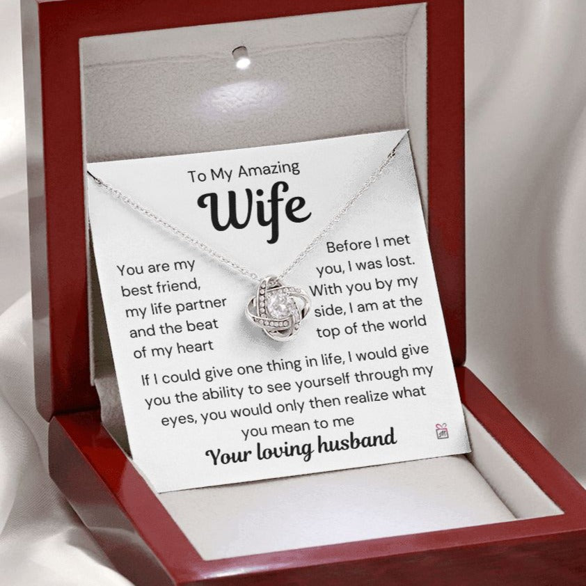 To Wife - I Was Lost Before You - Love Knot Necklace