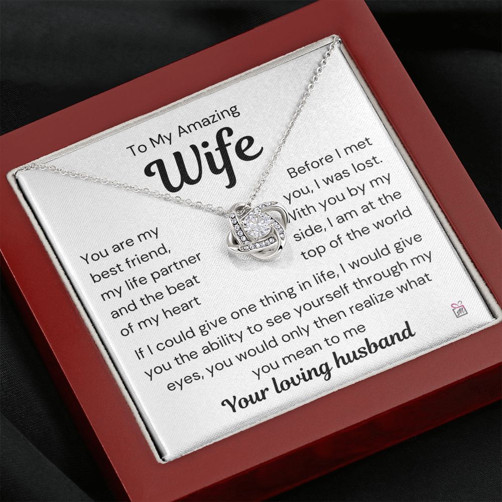 To Wife - I Was Lost Before You - Love Knot Necklace