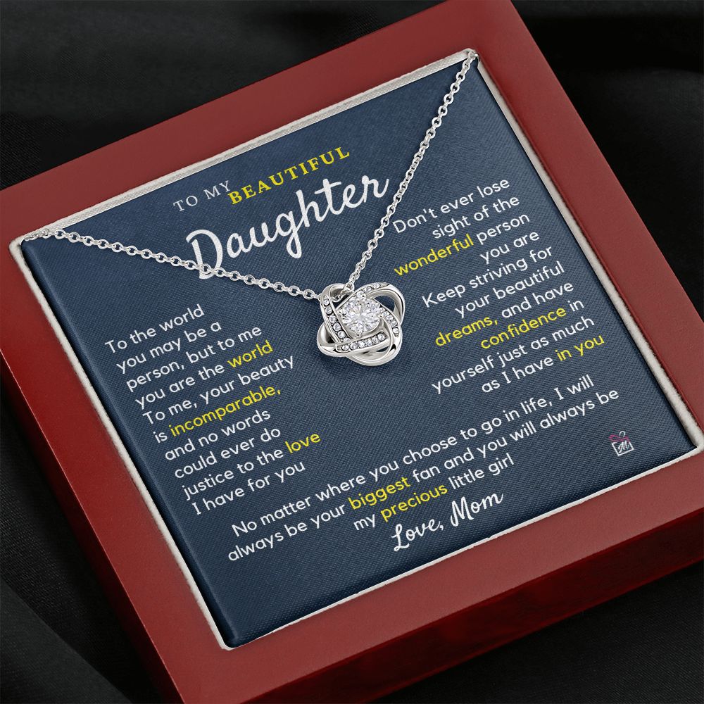 To Daughter, from Mom - To Me You Are The World - Love Knot Necklace