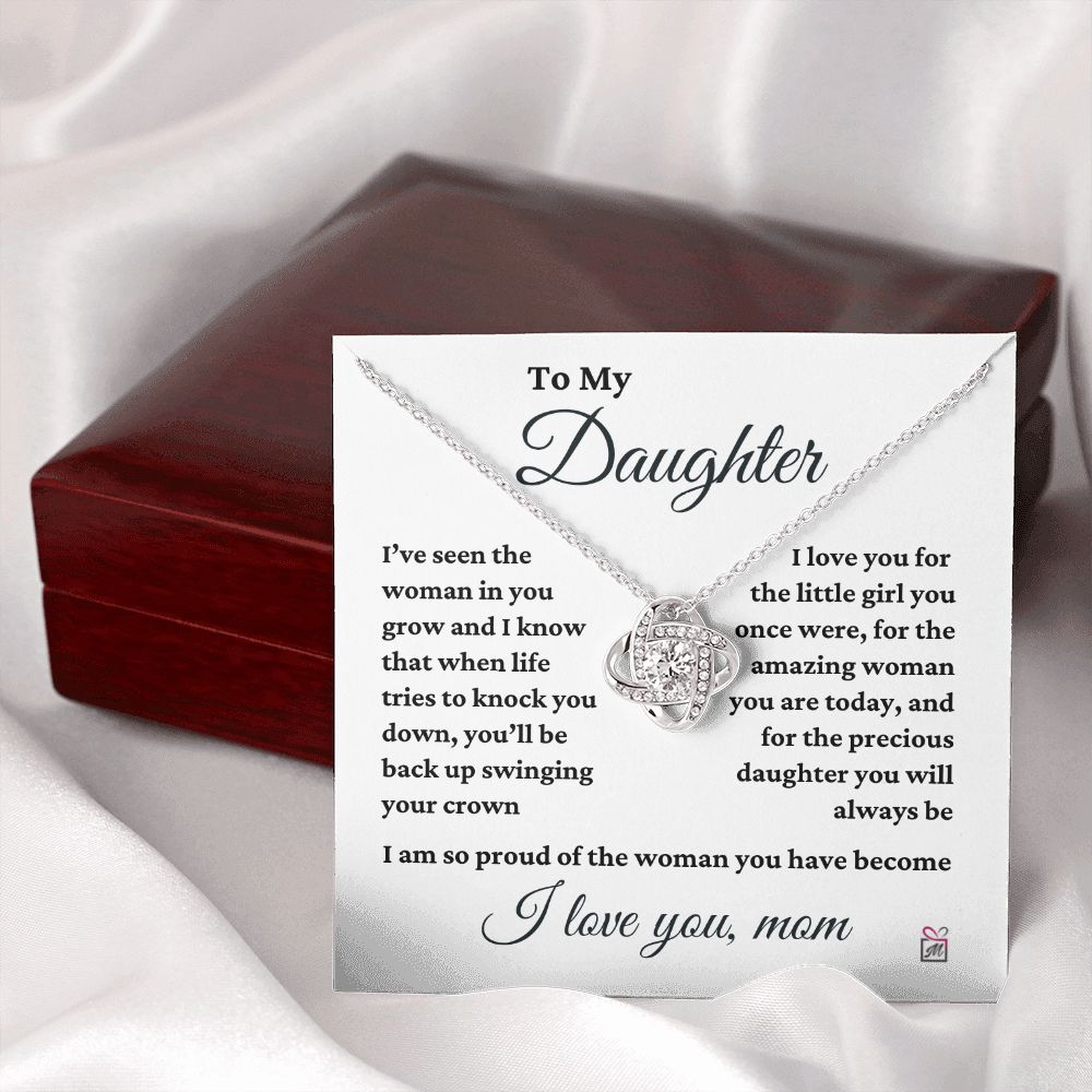 To Daughter, from Mom - I Am So Proud - Love Knot Necklace