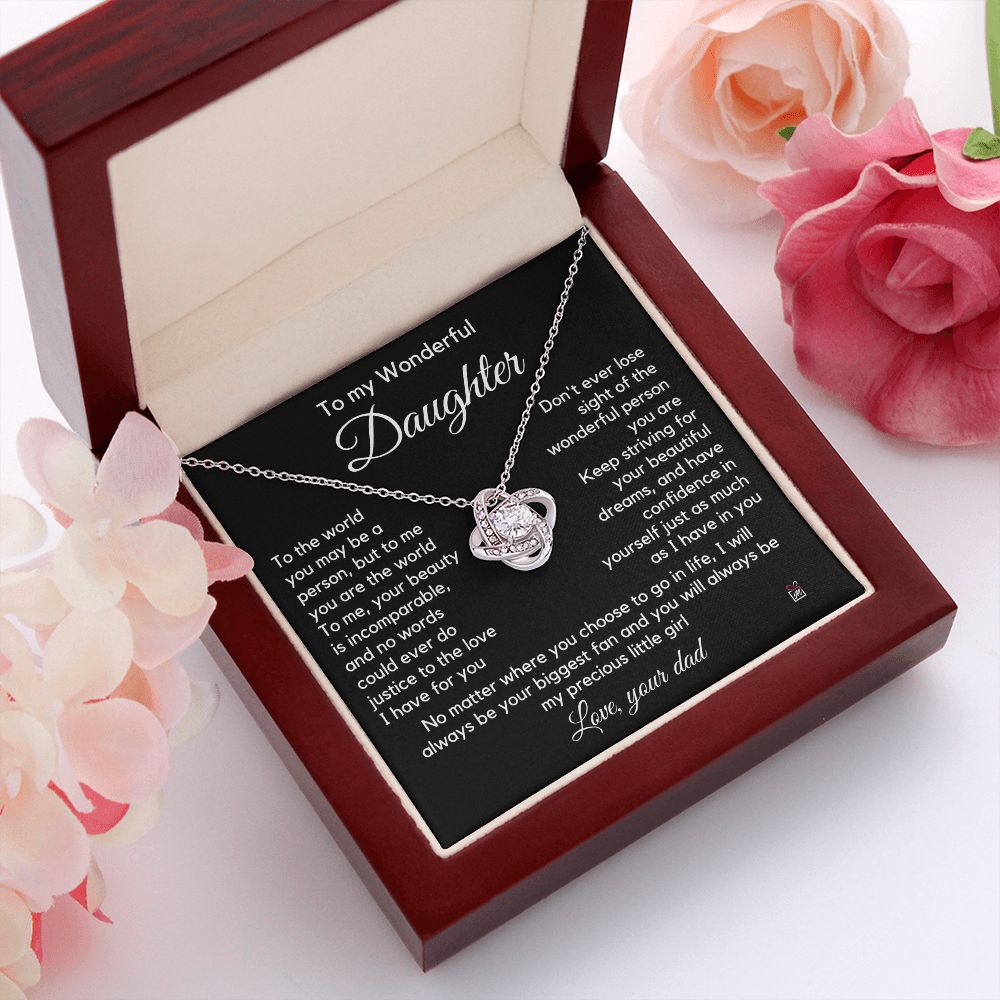 To Daughter, from Dad - To Me You Are The World - Love Knot Necklace PM058