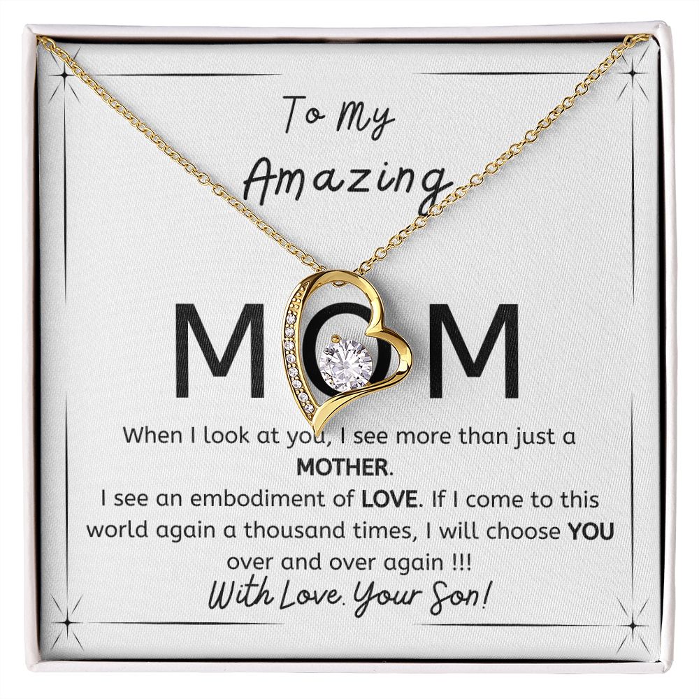 To My Amazing Mom - Gift from Son - I will choose you over and over - Forever Love necklace minimal