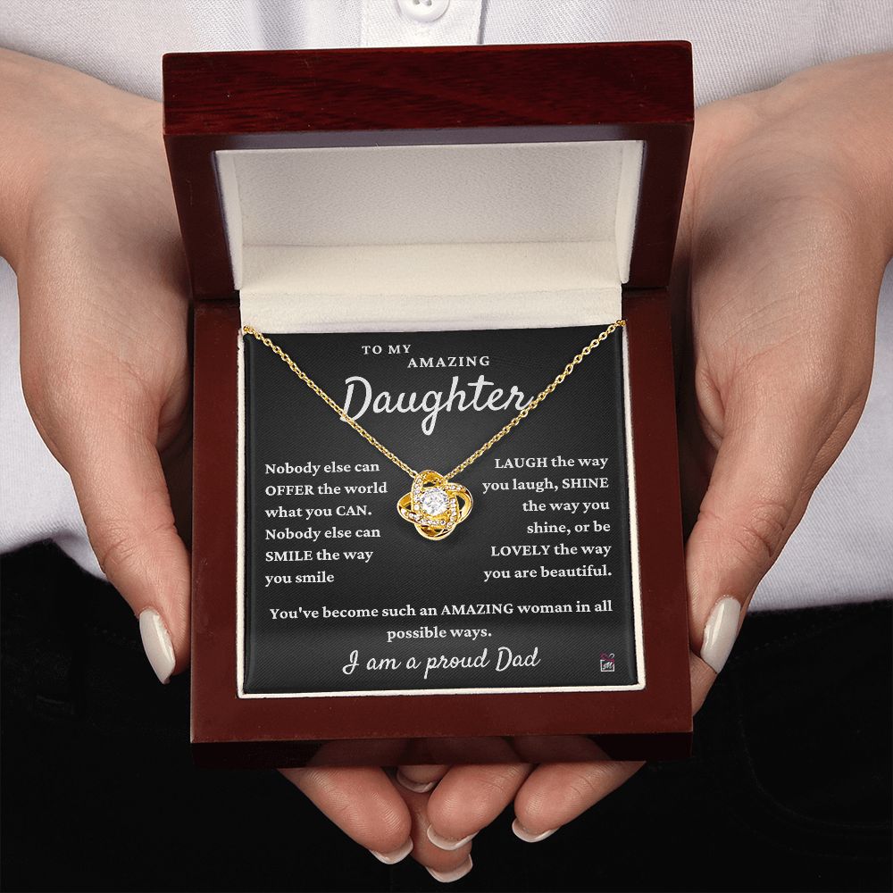 To Daughter, from Dad - Nobody Else Can - Love Knot Necklace
