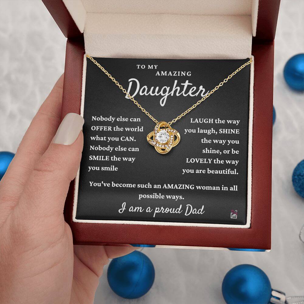 To Daughter, from Dad - Nobody Else Can - Love Knot Necklace
