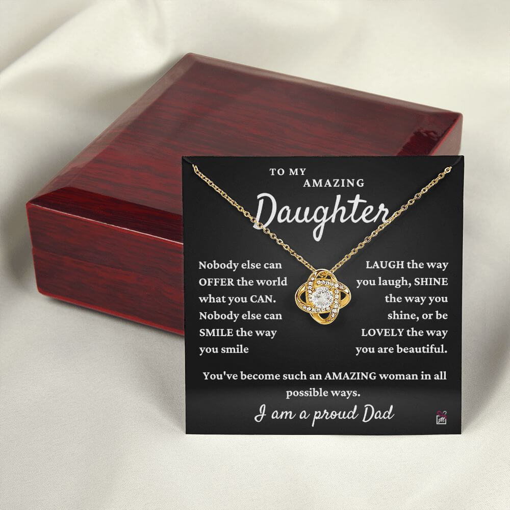 To Daughter, from Dad - Nobody Else Can - Love Knot Necklace