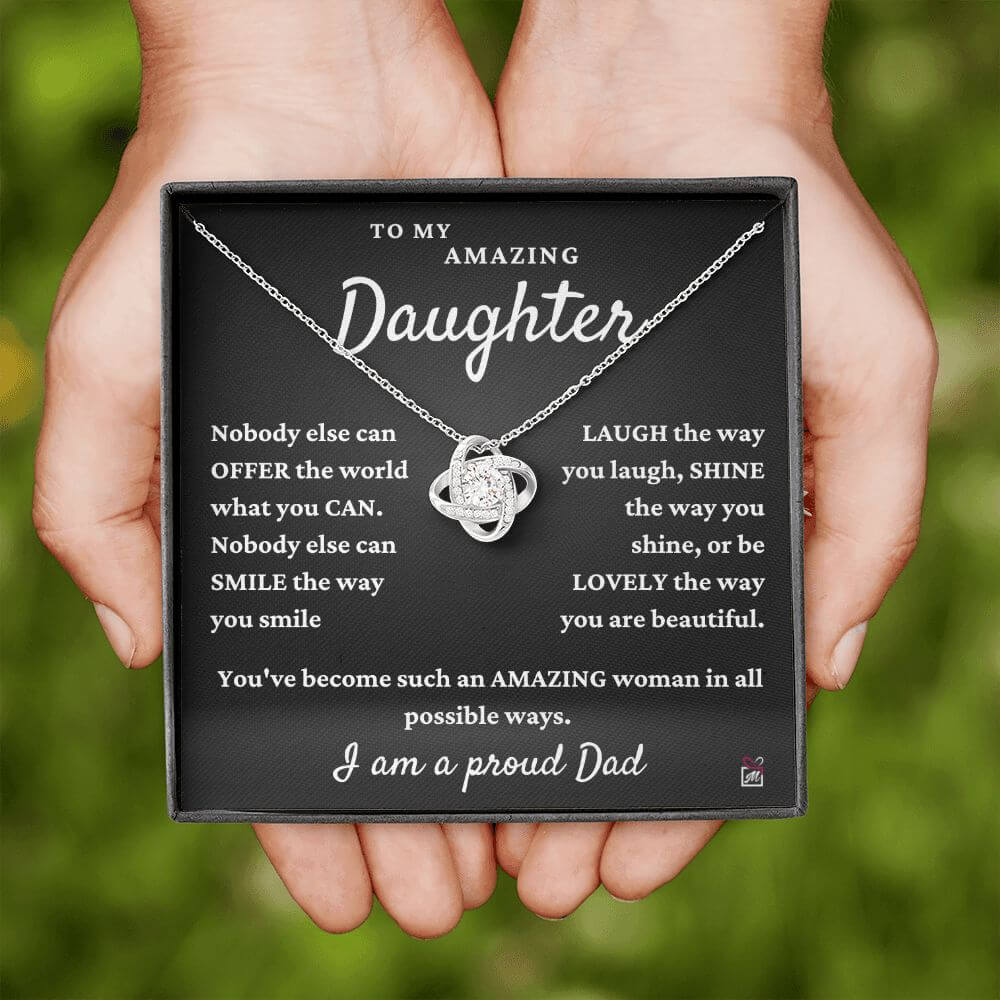 To Daughter, from Dad - Nobody Else Can - Love Knot Necklace