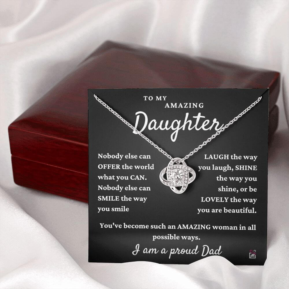 To Daughter, from Dad - Nobody Else Can - Love Knot Necklace