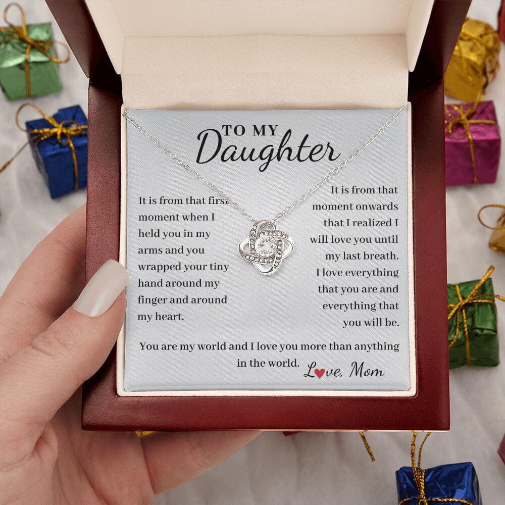 To Daughter, from Mom - Love You Until My Last Breath - Love Knot necklace