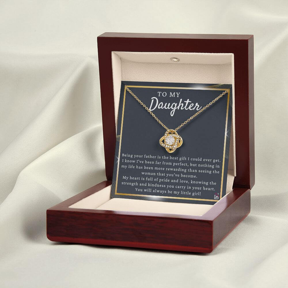 To Daughter from Dad - May Be Far From Perfect - Love Knot Necklace