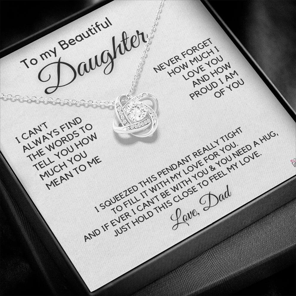 To Daughter, from Dad - How Much You mean To Me - Love Knot Necklace