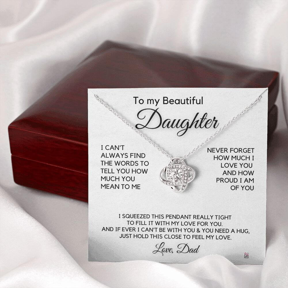 To Daughter, from Dad - How Much You mean To Me - Love Knot Necklace
