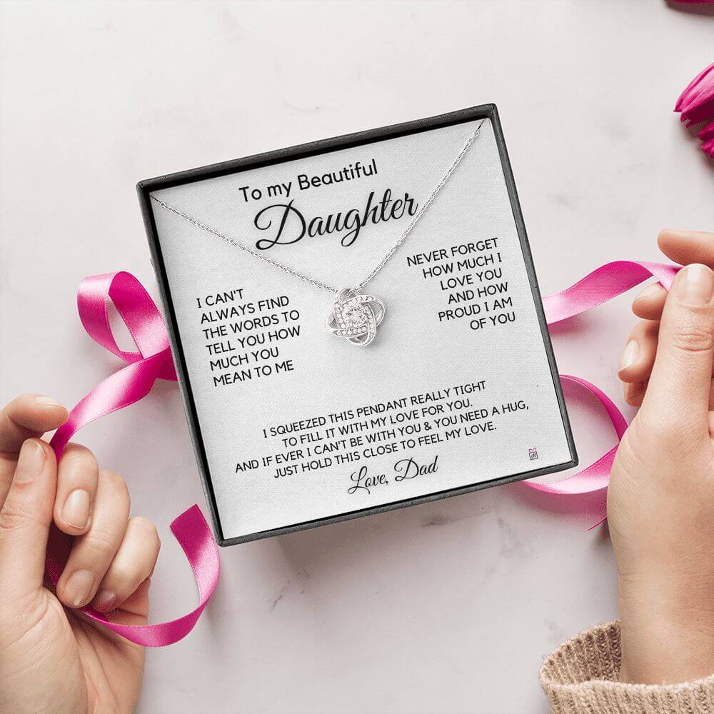 To Daughter, from Dad - How Much You mean To Me - Love Knot Necklace