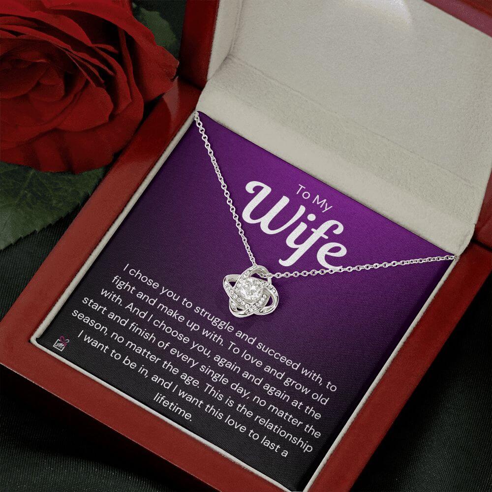 To Wife - I Choose You - Love Knot Necklace