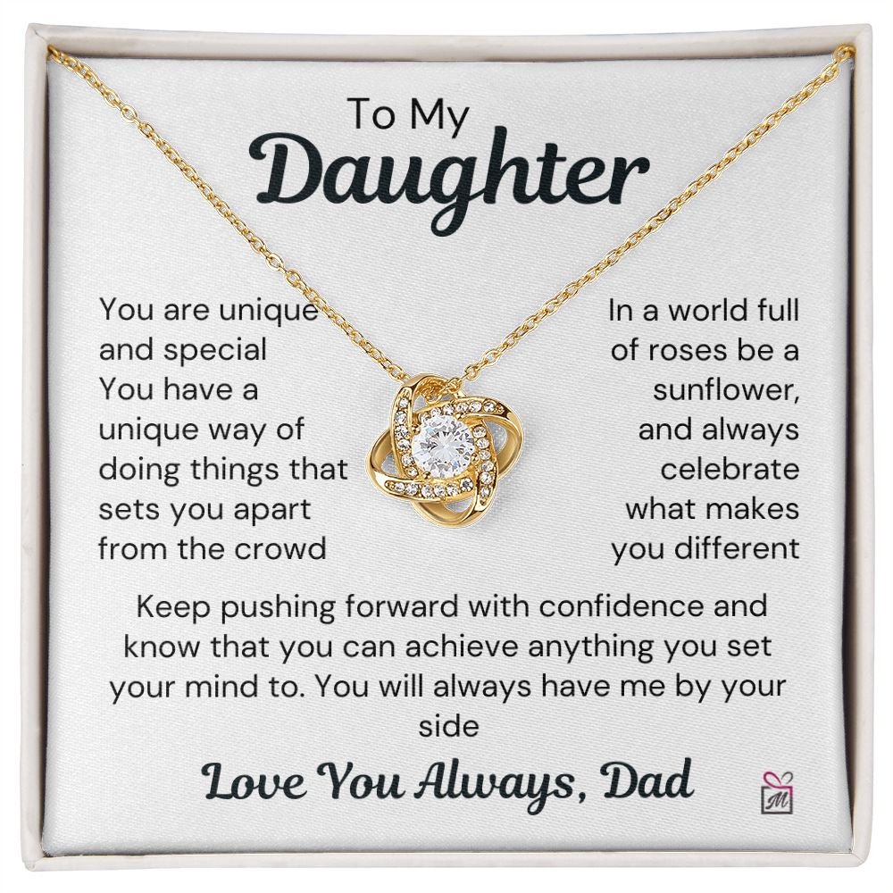 To Daughter, from Dad - Be The Sunflower - Love Knot Necklace