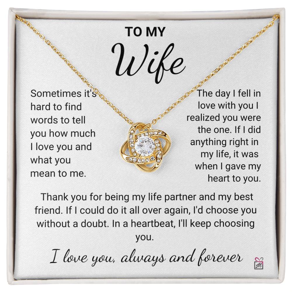 To Wife - Hard To Find Words - Love Knot Necklace - PM0191