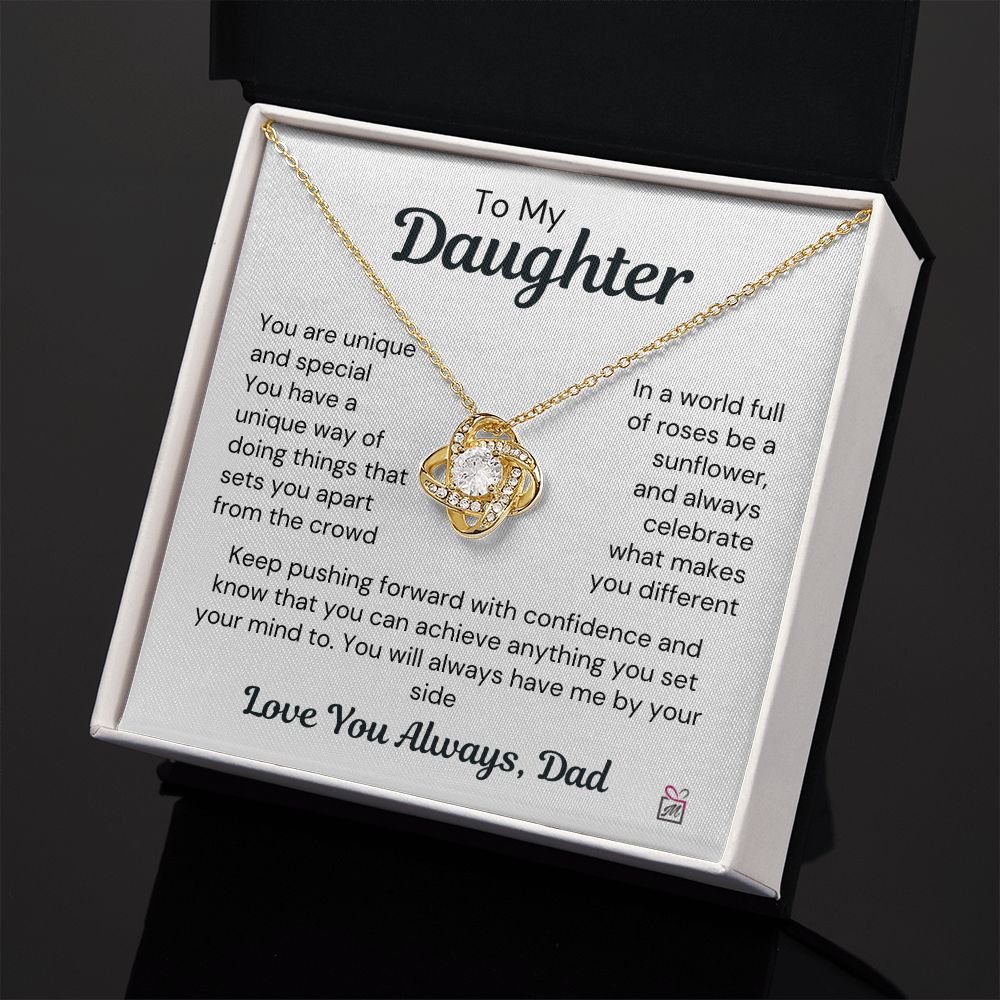 To Daughter, from Dad - Be The Sunflower - Love Knot Necklace