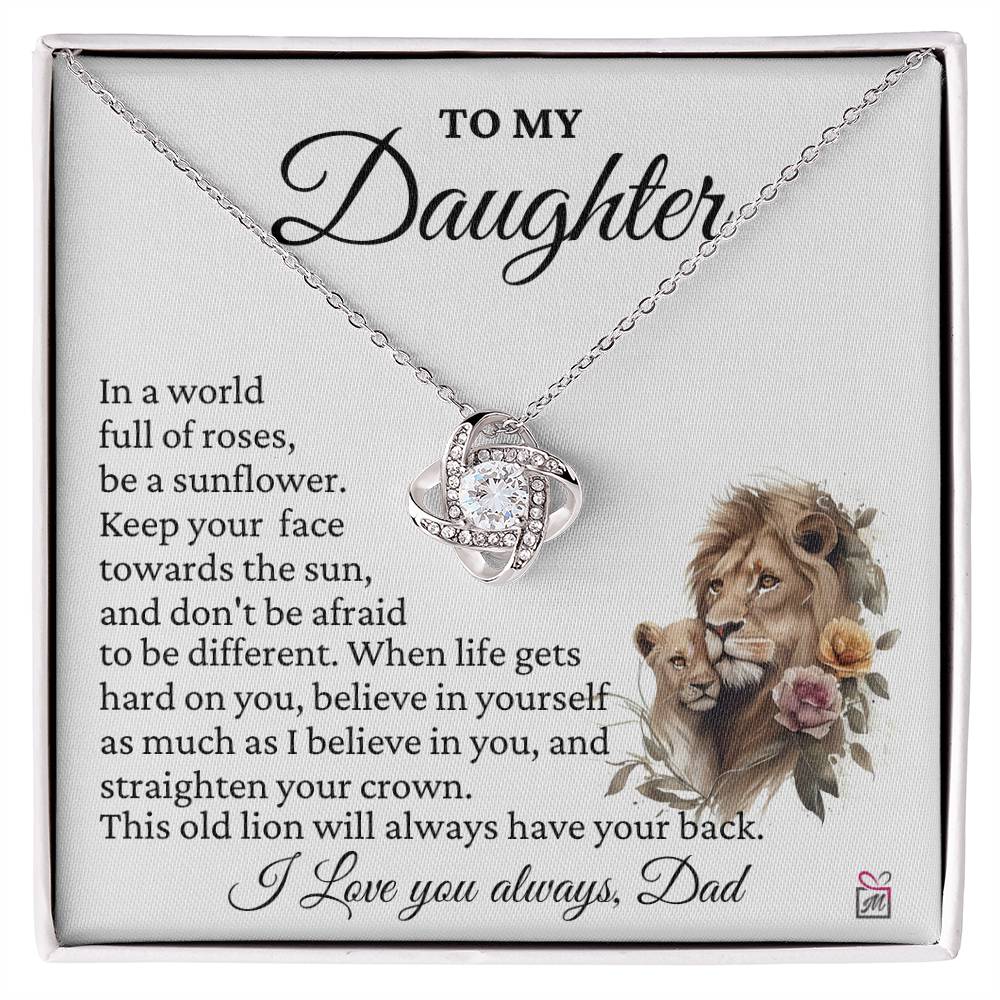 To Daughter, from Dad - Don't Be afraid To Be Different -  Love Knot Necklace - PM0216